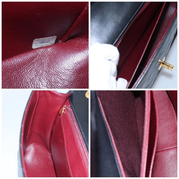 CHANEL Big Matelasse 34 Single Flap Chain Bag Lamb Skin Black CC Auth nb349AM - Picture 15 of 16